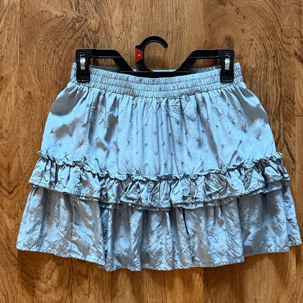 Storia Sky Blue Ruffled Mini Skirt